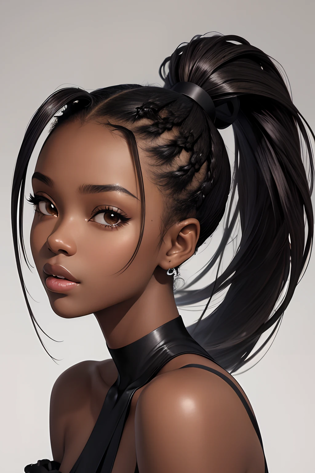 (masterpiece, best quality), deep ebony 1girl, beautiful face, ponytail