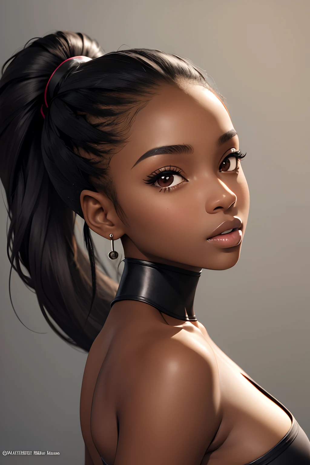 (masterpiece, best quality), Deep ebony 1girl, beautiful face, ponytail