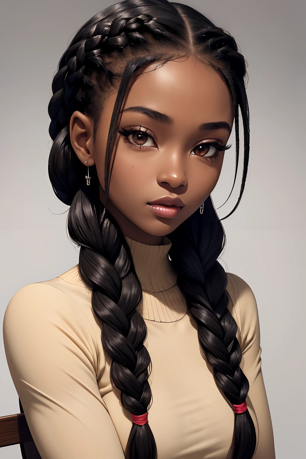 (masterpiece, best quality), deep ebony 1girl, beautiful face, braided hair