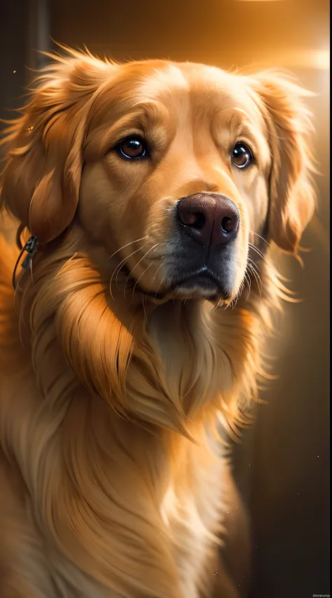 Golden Retriever Caramel, (Highly detailed ultra-realistic images:1.2), (Photorealista:1.2), With intricate details. (Background...