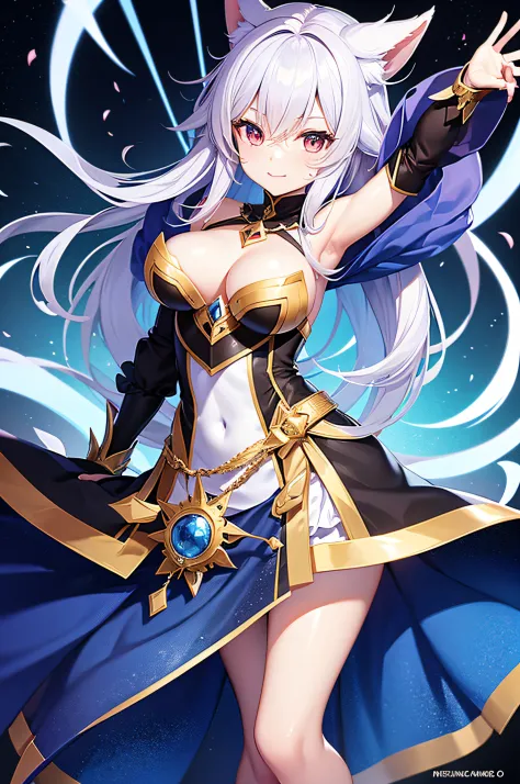 arme grand chase character dressed as a sorceress, anime style, featured character from the game