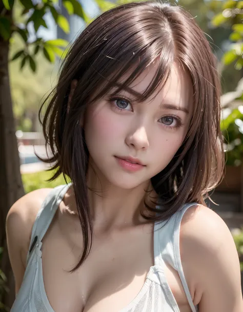 ((((masutepiece, Best Quality, High resolution)))), extremely detailed 8K, Beautiful girl with slim body, (Ultra HD, Ultra-detailed, Highly detailed, Highly realistic, Ultra-realistic, photos realistic), (1girll:1.5), short wavy hair, bob cuts, (dynamicpos...