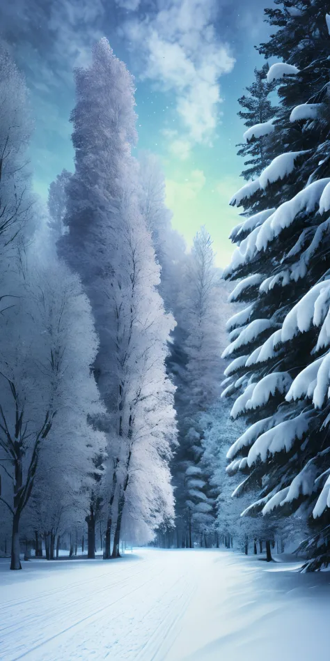 Analog style, ChromaV5,nvinkpunk,(extremely detailed CG unity 8k wallpaper), A Landscape of a snowy forest,award winning photography, Chromatic Aberration, Detailed , HDR, Bloom, style by Monet, Pissarro, and Sisley ,trending on ArtStation, trending on CGS...
