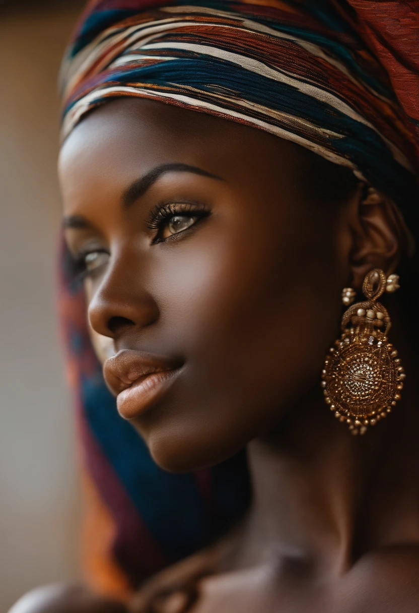 A close up of a woman wearing a turban and earrings - SeaArt AI