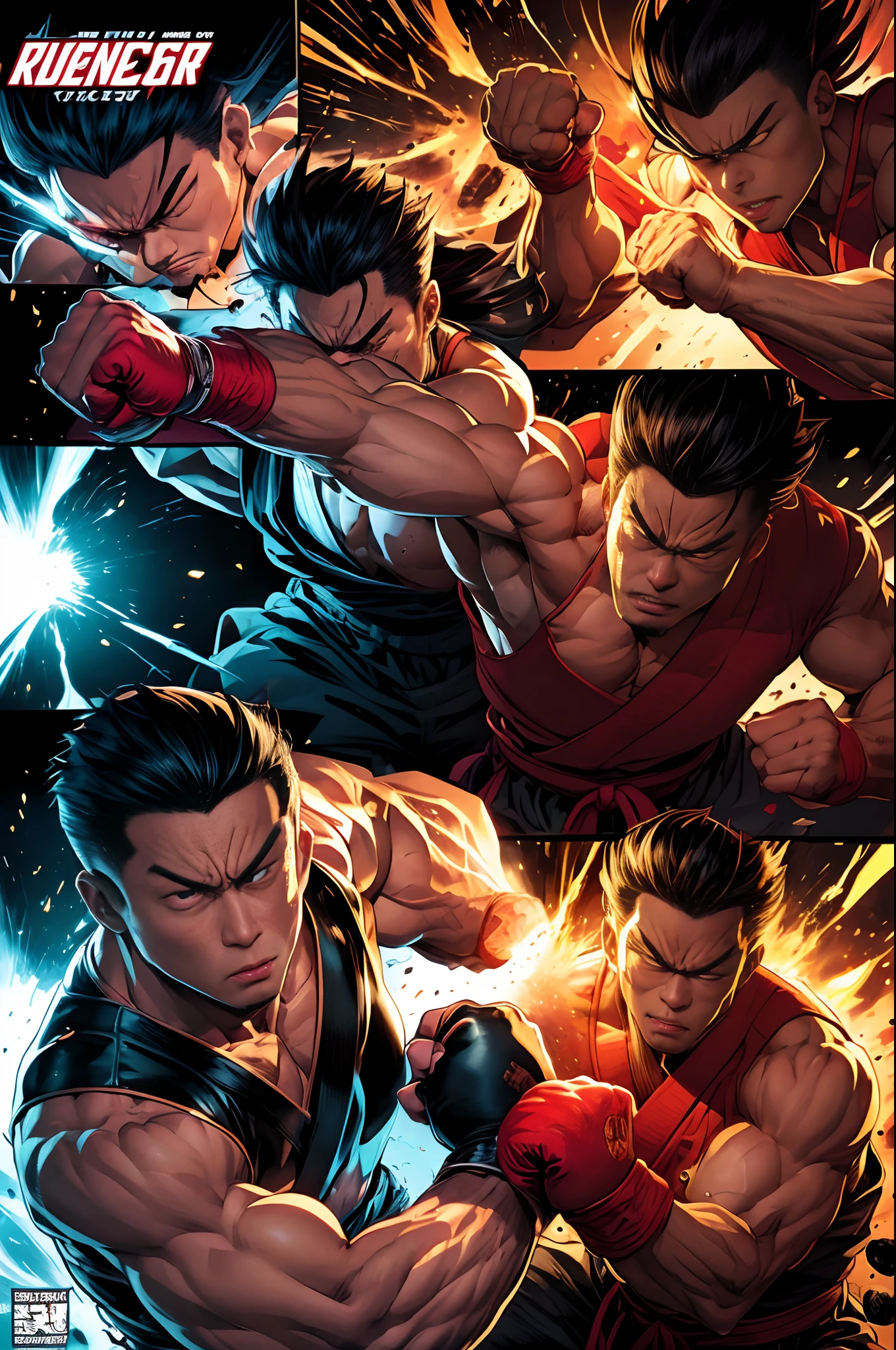 Dogger Comic Storybook::Kenjiro's eyes were full of anger，He shook his fist，Rush up and deliver the fatal blow to your opponent。