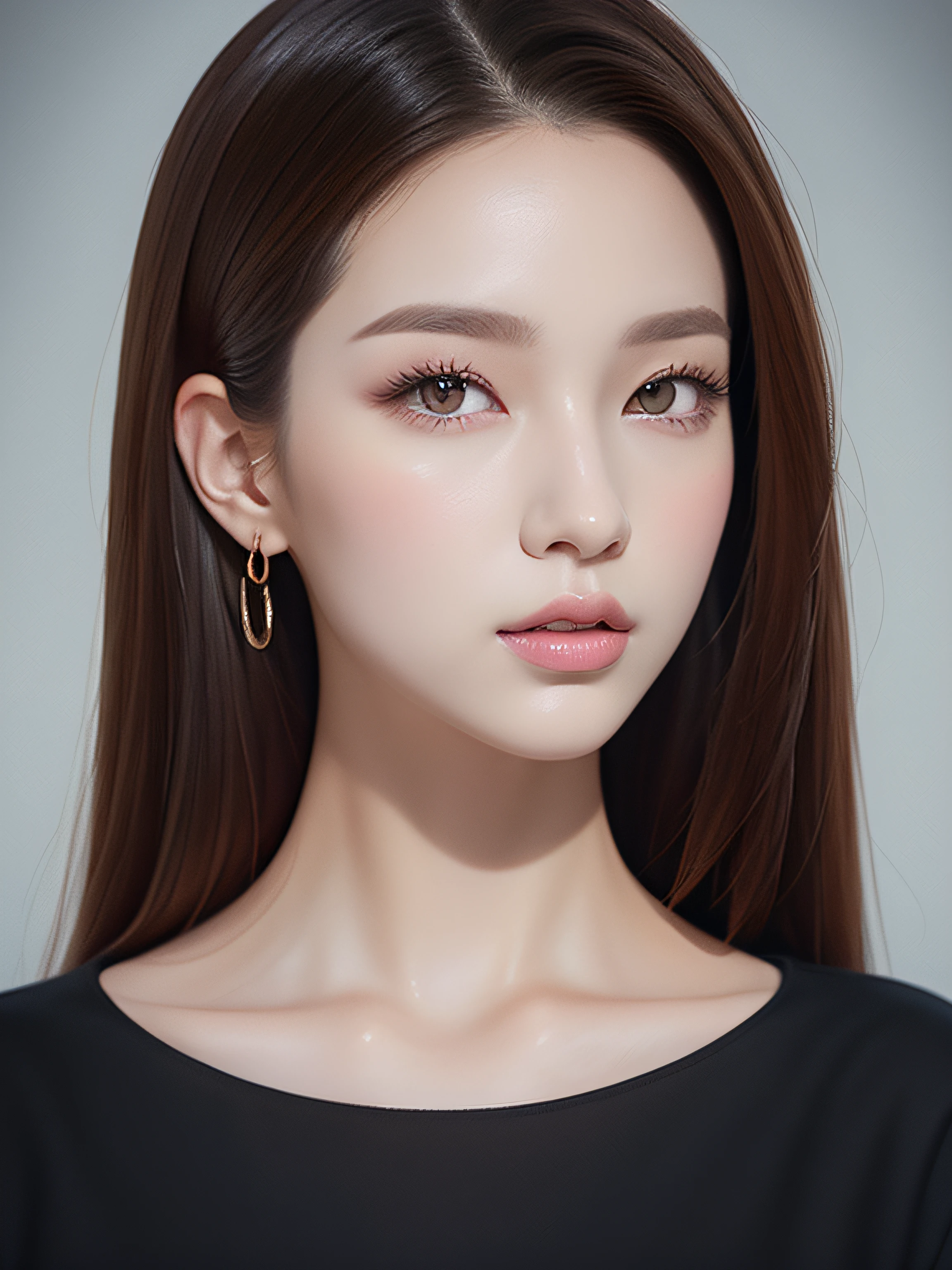 Portrait of a woman with long hair and a black shirt, digital illustration portrait, in the art style of bowater, portrait of jossi of blackpink, digitalportrait, Digital Art Portrait, realism artstyle, high quality portrait, 🤤 girl portrait, realistic art style, # 1 digital painting of all time, #1 digital painting of all time, glossy digital painting