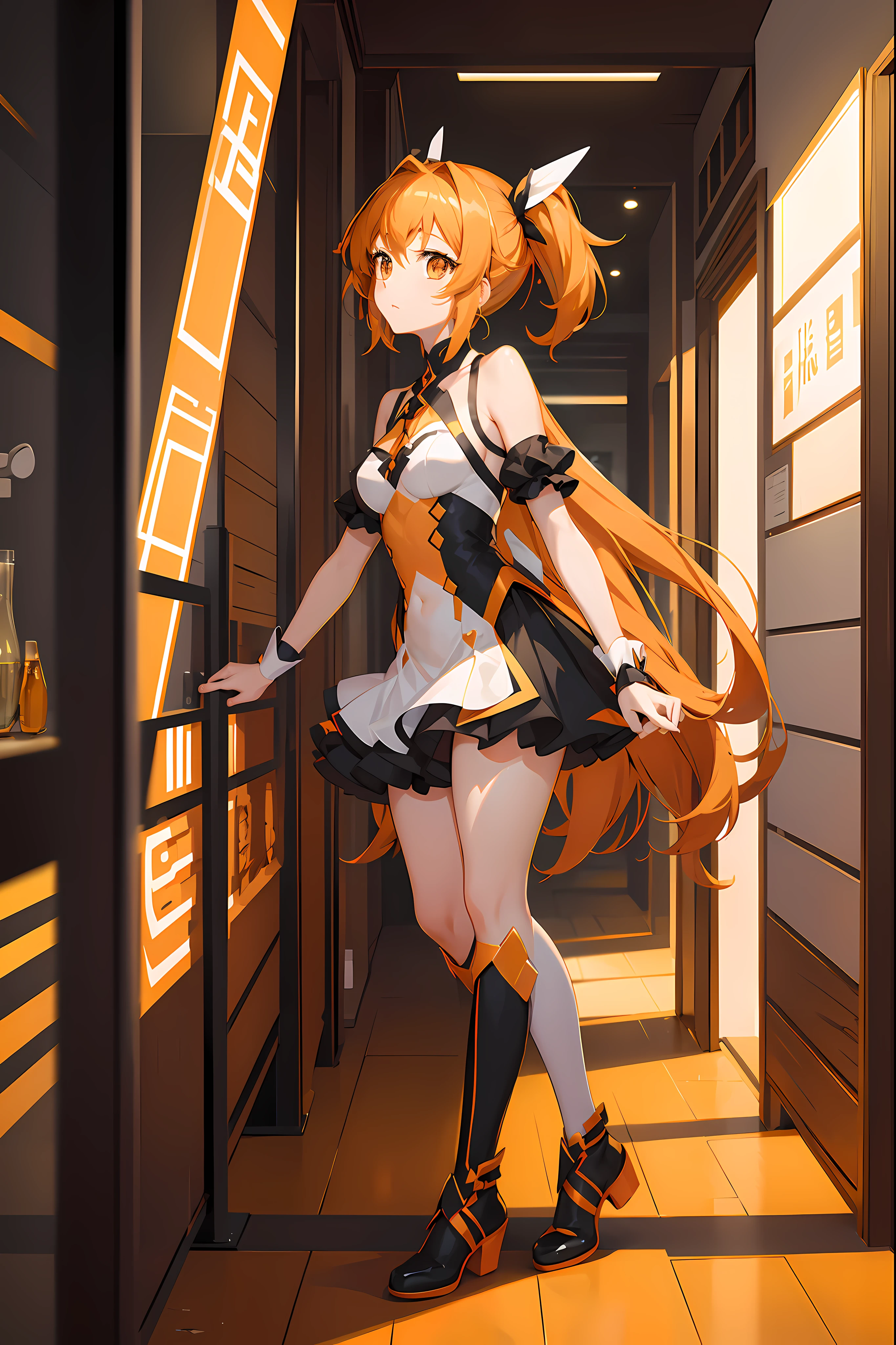 top-quality、fine portrayal、full body Esbian、Symphogear、sound、Orange sound、Orange hair、Orange Eyes、full body Esbian、white backgrounid