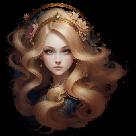 （（Gorgeous 18-year-old princess）），（She has long, Flowing blonde hair），（bright and beautiful eyes），Trending in art stations，Flowe...