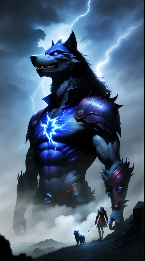 Werewolves from the blue of crimson smoke|Lightning background、Lightning、