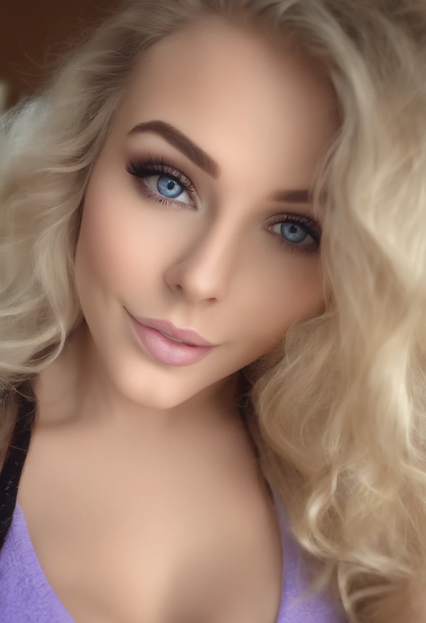 A close up of a woman with blonde hair and blue eyes - SeaArt AI