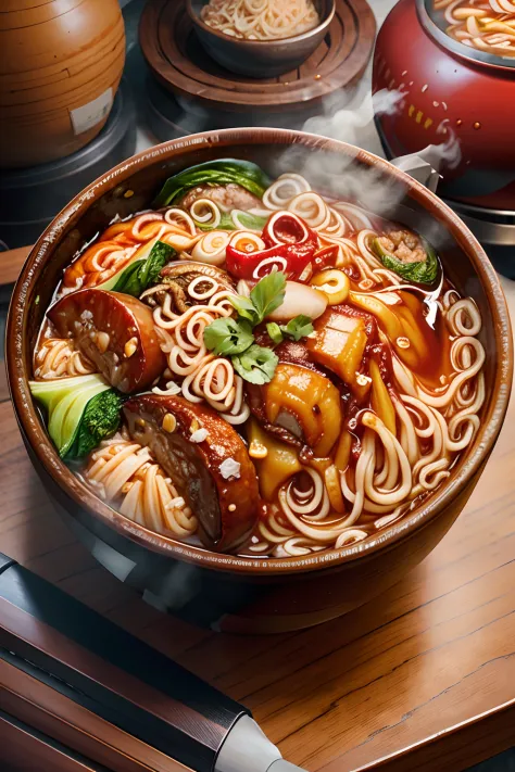 steaming bowl of spicy noodles