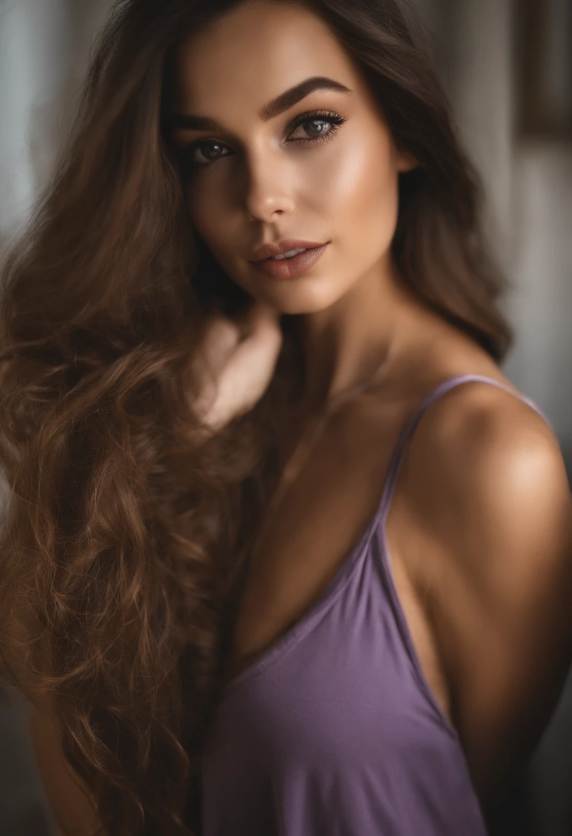 Arafed woman with tank top , fille Sexey aux yeux bruns, Portrait Sophie Mudd, cheveux bruns et grands yeux, selfie of a young woman, Yeux de chambre, Violet Myers, sans maquillage, maquillage naturel, looking straight at camera, Visage avec Artgram, Maquillage subtil, Superbe photo du corps entier, dans la chambre, clivage, tits, ass, Sexey, Sexe, levrette, position Sexee,