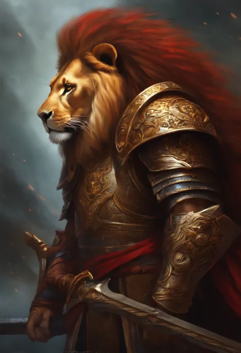 Lion warrior, armoured,blod