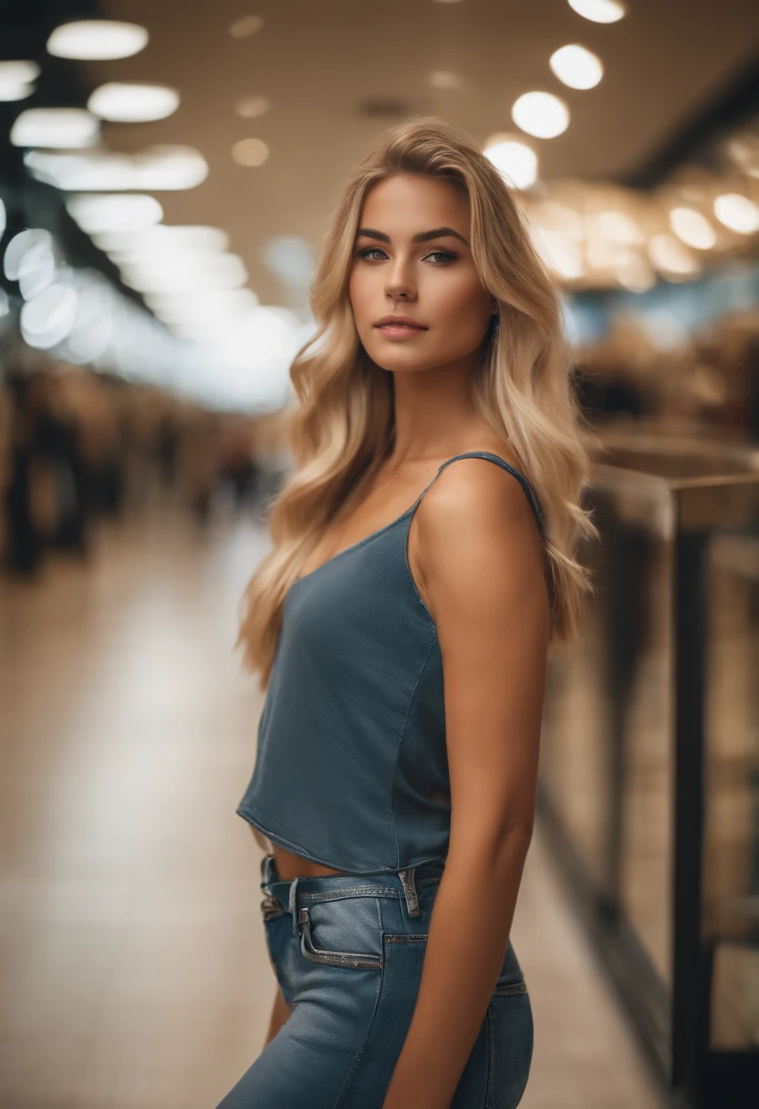 (Mikayla Demaiter) Blonde person posing in a Shopping center clothing ...