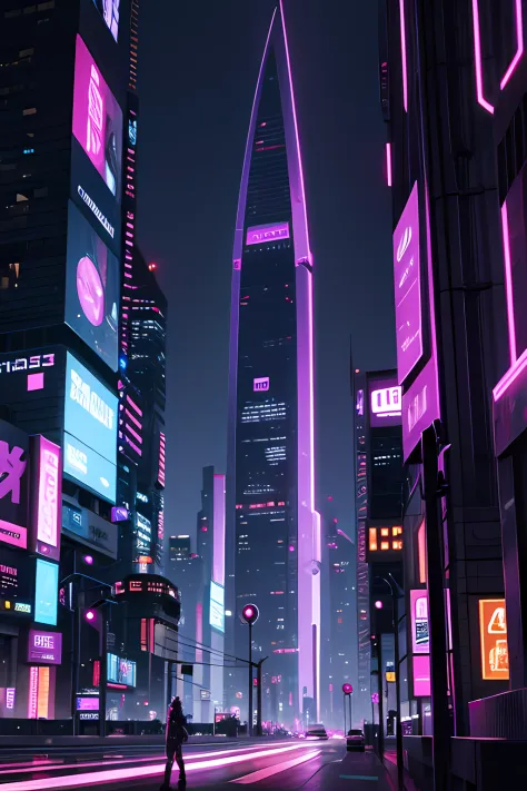 futuristic city, cyberpunk violet
