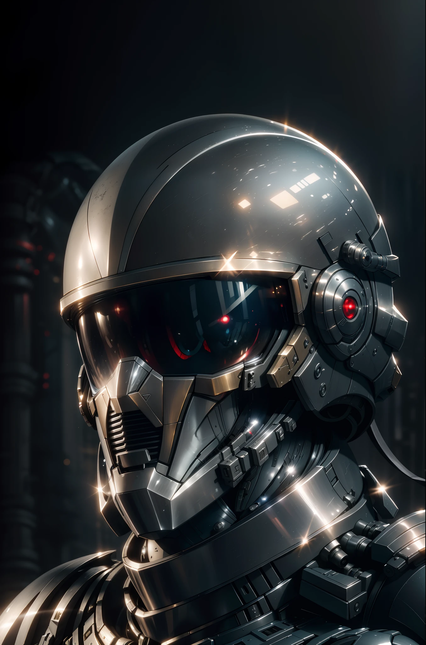 official art, unity 8k wallpaper, ultra detailed, aesthetic, masterpiece, best quality, hyperrealistic and intricate detail, ((portrait of a military nousr robot)), warframe, ((full robot helmet)), character design, ((detailed helmet)), in the style of dieter rams and boston dynamics, robot, highly detailed, intricate details, (symmetrical), digital 3d, hard surface, real-time, vfx, volumetric lighting, ambient light, ultra hd, hdr, uhd, depth of field, macro shot, diffused background,