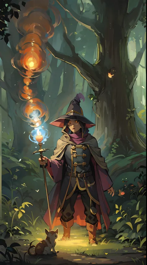The magician comes to the forest to investigate the magic leak，Encounter monsters，combats，Launch fireballs