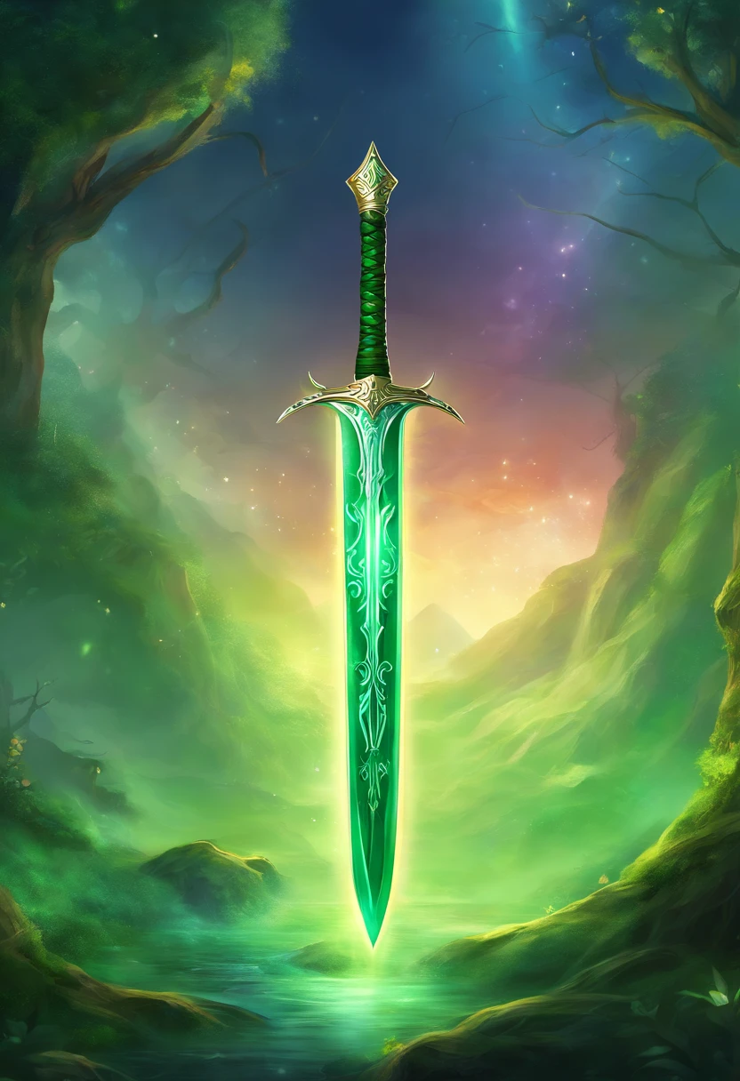 光芒四射的綠色劍.