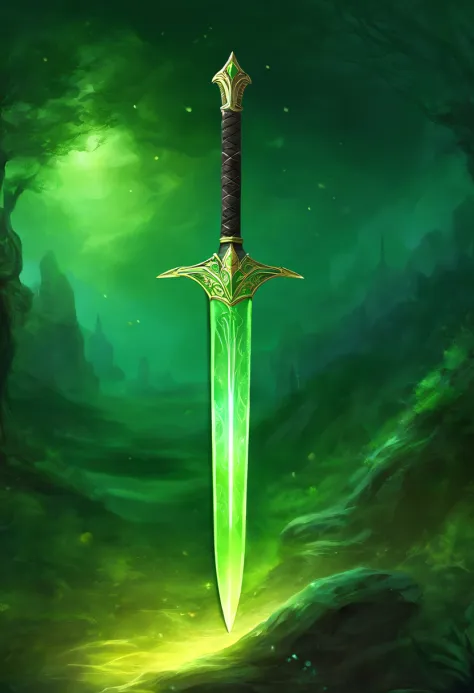 Radiant green sword. black background