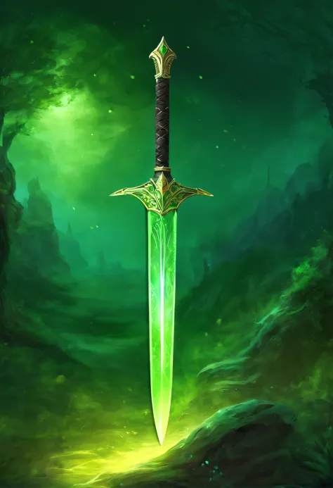 Radiant green sword. black background