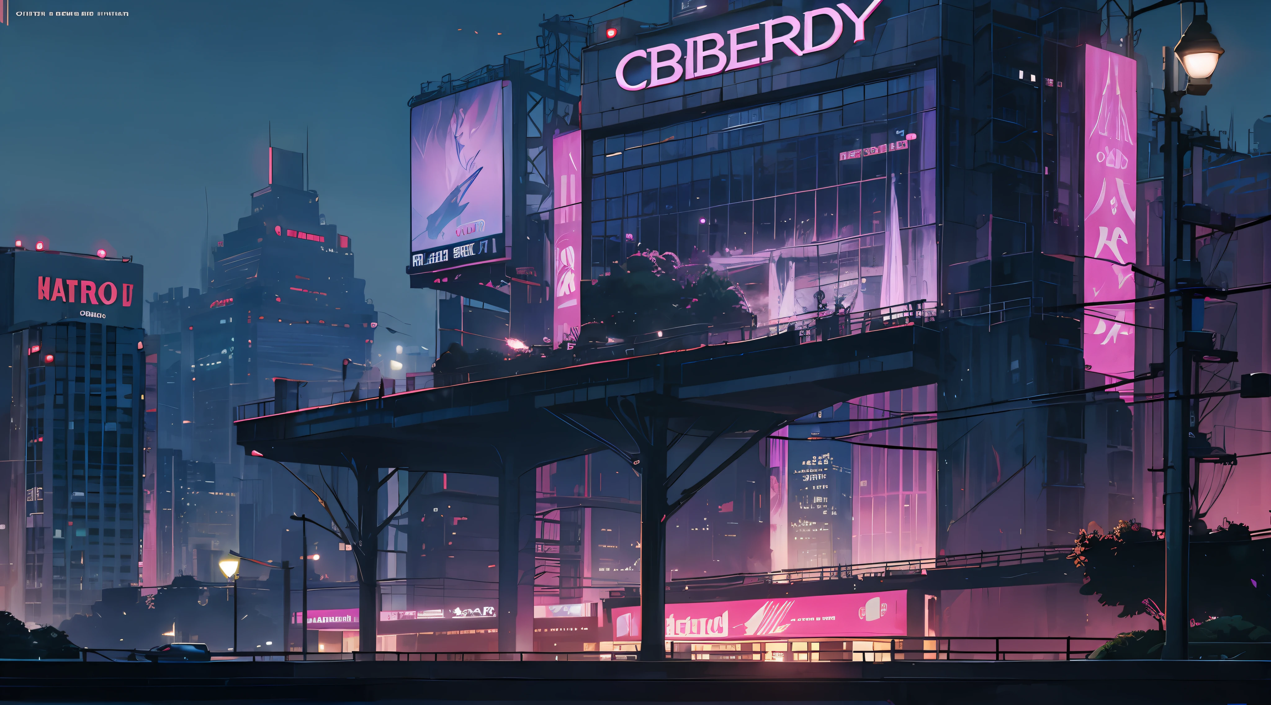 Ciberpunk, cidade, período noturno, beleza, beleza, outdoors, Há um homem magro com roupas cyberpunk, de trás, Silhueta preta
