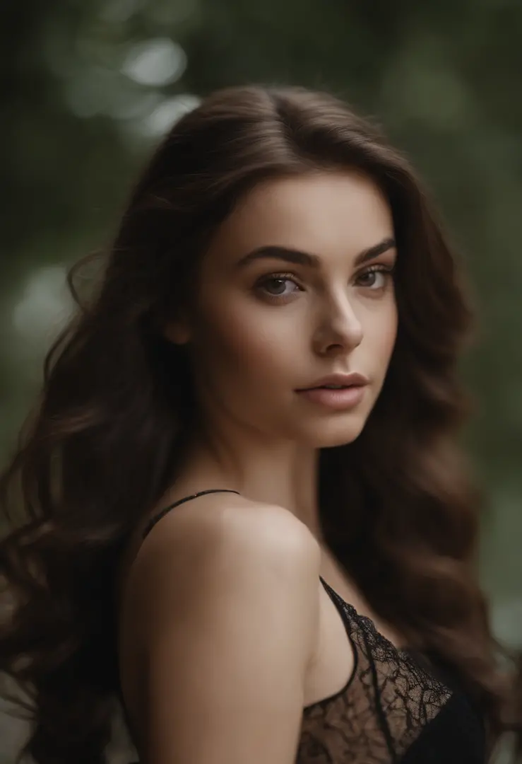 arafed woman with black clothes, sexy girl with brown eyes, portrait sophie mudd, brown hair and large eyes, selfie of a young woman, bedroom eyes, violet myers, without makeup, natural makeup, looking directly at therself in the mirror, face with artgram,...