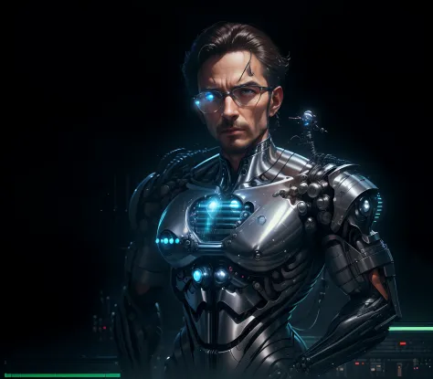 (F_Hayek: scientist in uniform, designed by hugo boss, cyborg)