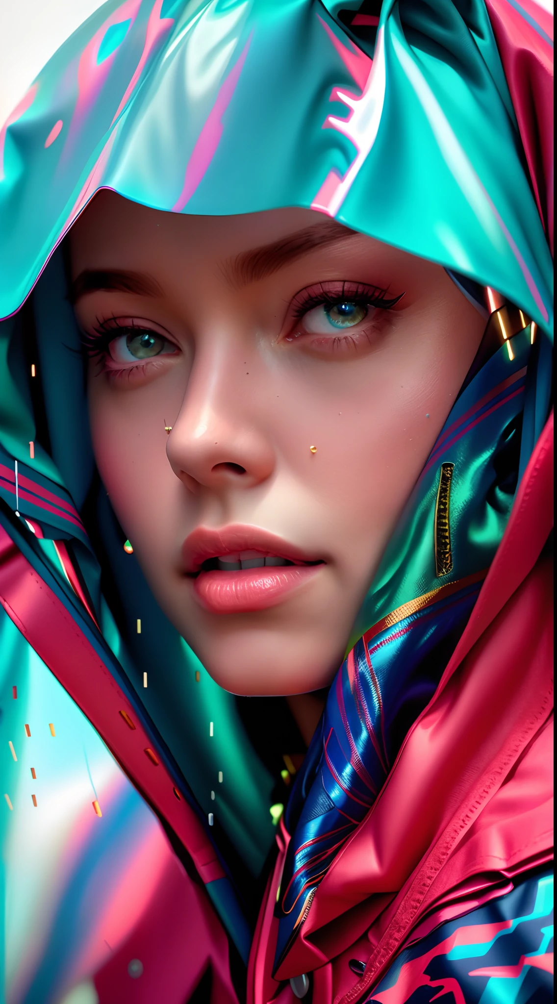 um close up de uma mulher vestindo uma jaqueta vermelha e azul, Arte digital 4K realista, Arte digital 4K realista, bela arte digital, Arte digital realista 8k, pintura digital ultra realista, Pintura digital realista, Arte de fantasia hiperrealista, Arte digital altamente detalhada em 4k, arte digital ultra realista, Arte digital realista, Arte digital alucinante, Arte digital ultrarrealista