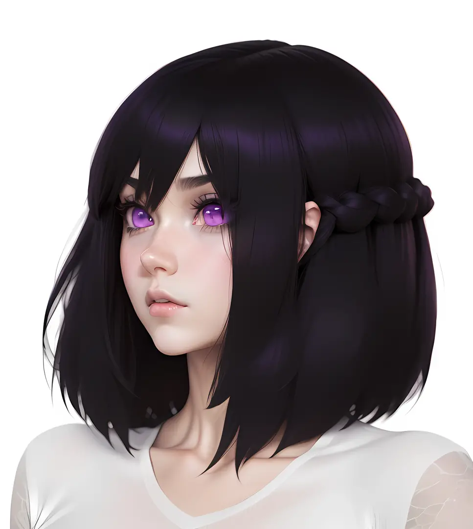 Close-up of man with black hair and purple eyes, semirealistic anime style, anime realism style, anime styled 3d, realistic anim...
