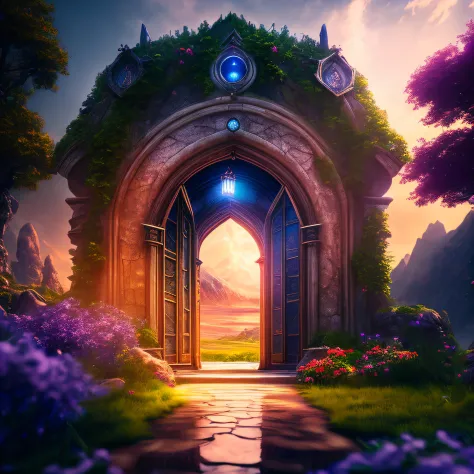 Fantasy world with magic portal, Everything is magical, The atmosphere has a magical atmosphere, photographrealistic, high details, Best Quality, 4K --auto