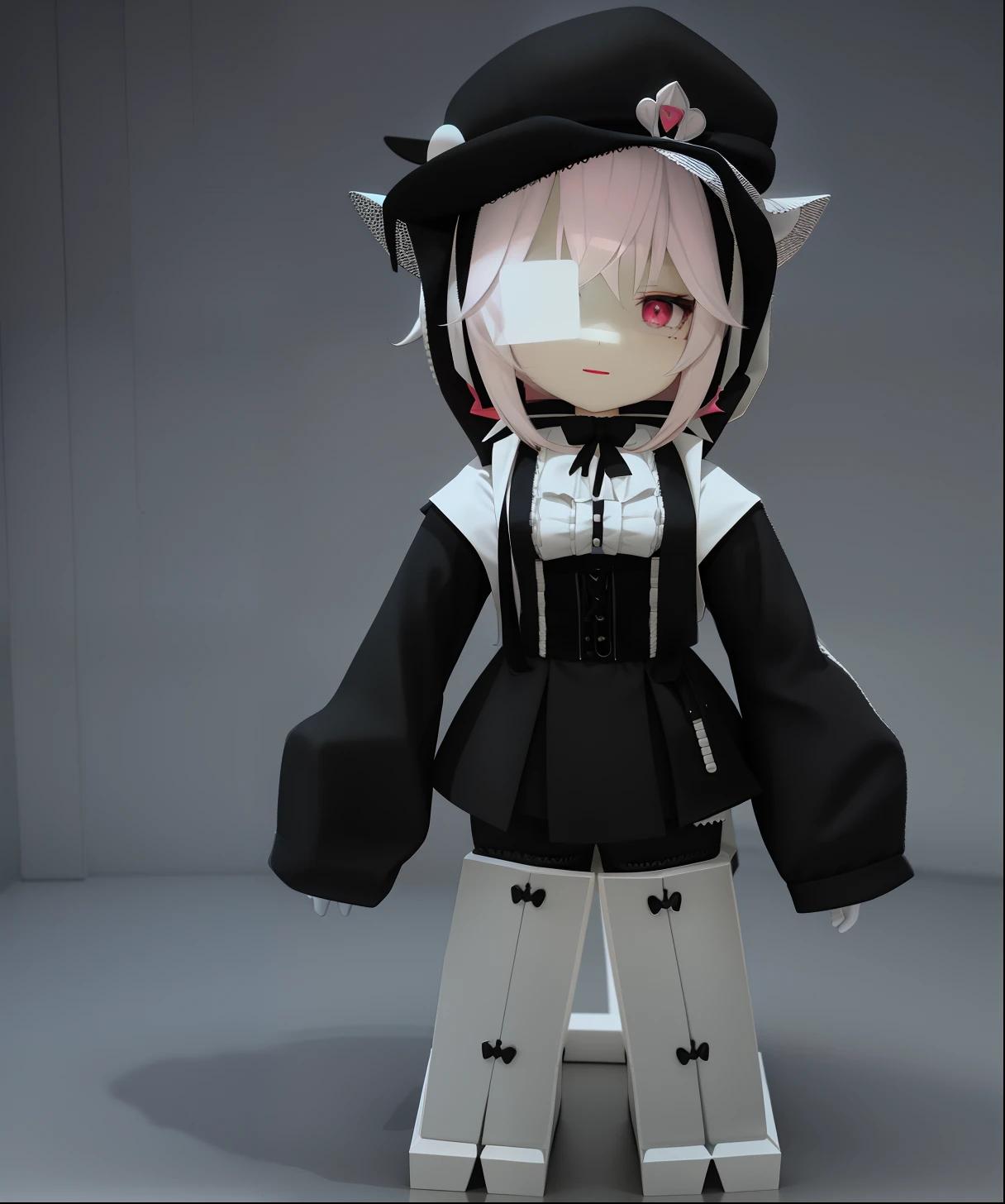 A close up of a doll with a black and white outfit - SeaArt AI