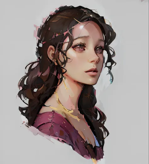 a drawing of a woman with long hair and a pink dress, in the art style of bowater, beautiful character painting, cartoon digital...