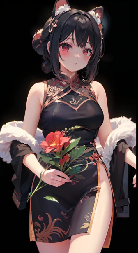 ((Best quality)), ((Masterpiece)), ((Ultra-detailed)), (illustration), (Detailed light), (An extremely delicate and beautiful),A charming young girl,Dramatic perspective,on cheongsam,National style