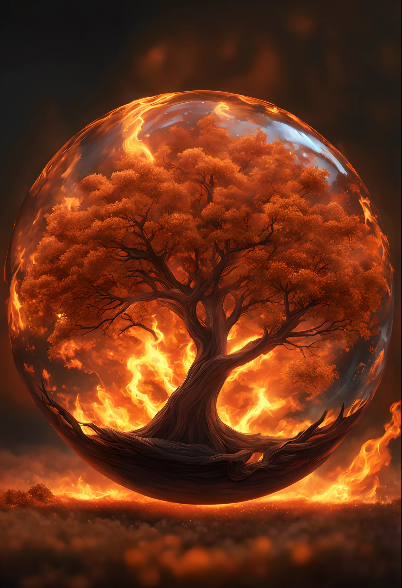 As chamas estão queimando em forma de círculo, fogoso, icon with a halo of fogo, Anel de fogo, bola de fogo, chama, um fogo laranja no fundo, homem, fogo type, (fogo), esfera preta de fogo, Firenado, Infero Flamejante, Inferno, tema fogo, fogo, fogo do inferno, infernal, chamajante, derretido imagem arfed de uma bola de vidro com uma paisagem dentro, Arte 3D digital detalhada, árvore da vida dentro da bola, Arte digital altamente detalhada em 4k, arte digital altamente detalhada, arte digital estilizada, pintura digital altamente detalhada, bola de vidro, pintura digital altamente detalhada, arte digital altamente detalhada, 3 d render bipe, 8k arte impressionante