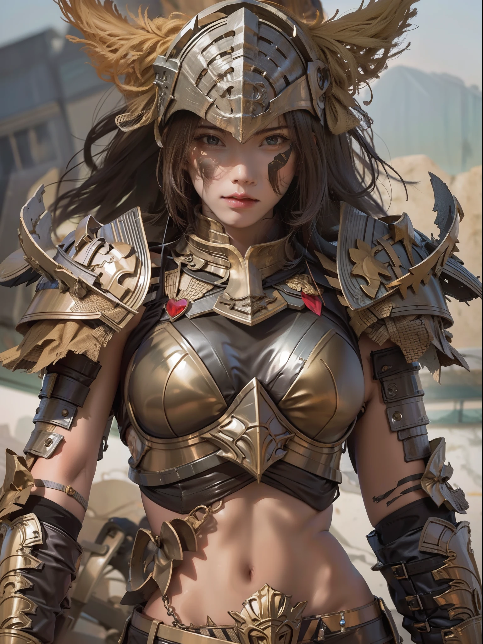 A close up of a woman in armor with a sword - SeaArt AI