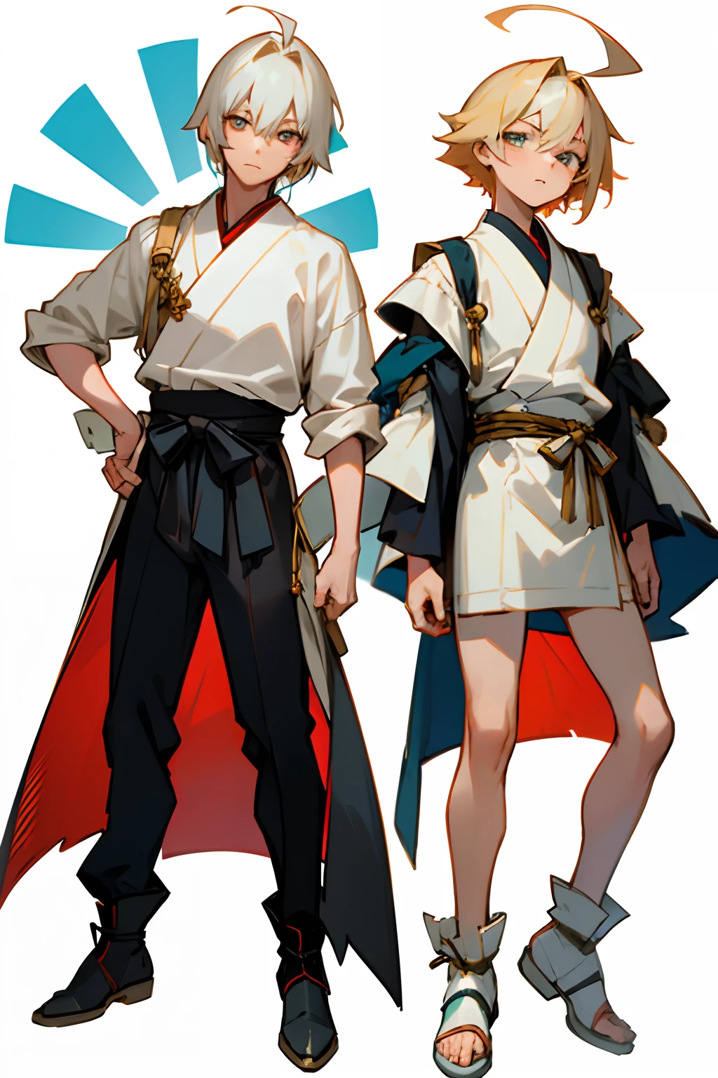 Two anime characters dressed in white and blue outfits - SeaArt AI