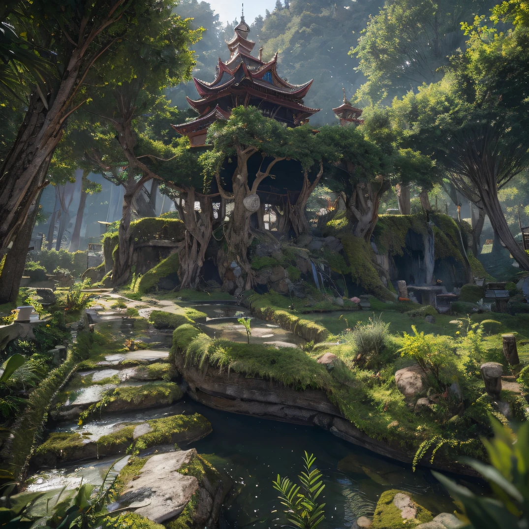 full bodyesbian，Male Chef 32k（tmasterpiece，k hd，hyper HD，32k）flowing dark hair，Palace gardens,National tide,Immortal,CG style,Game style,Brilliant details,3D artwork,Forest structure,ambientlighting,Reality,very wide angle shot,Undesirable effects,rendering by octane，Palace Gardens，National tide，Immortal，CG style，Game style，Brilliant details，Forest structure，ambientlighting，Reality，very wide angle shot，The No，Campsite size，zydink， a color， patriot （ruins）， （Linen batik scarf），