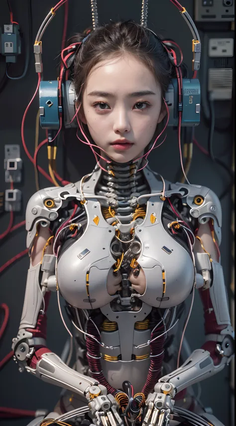 (((Masterpiece))), (((Best quality))), ((Ultra-detailed)), (Highly detailed CG illustration), ((An extremely delicate and beautiful)),(cute delicate face),Cinematic light,((1机械女孩)),Solo,full bodyesbian,(machine made joints:1.4),((Mechanical limb)),(blood v...