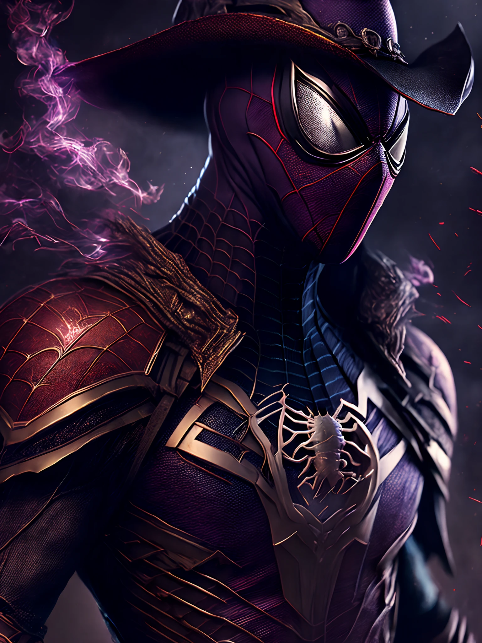 Close-up ( Spiderman from Marvel as a cowboy in Goth style: 1.3 ...