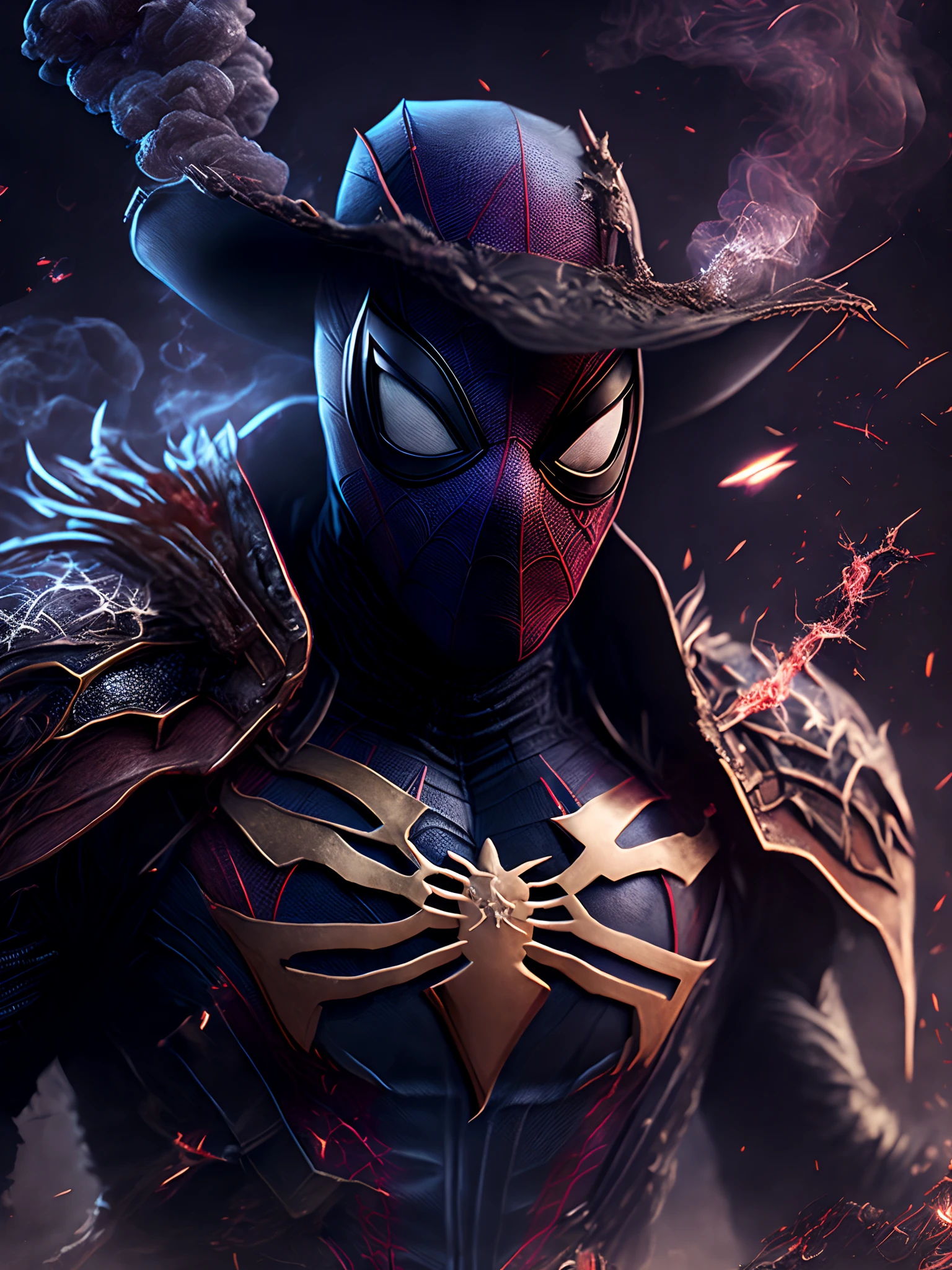 Close-up ( Spiderman from Marvel as a cowboy in Goth style: 1.3 ...