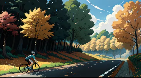 (cycliste seul: 1.5), (Realistic bike: 1.5), (realistic cyclist: 1.5), (automne: 1.5), Plan en gros plan, Le meilleur des meille...