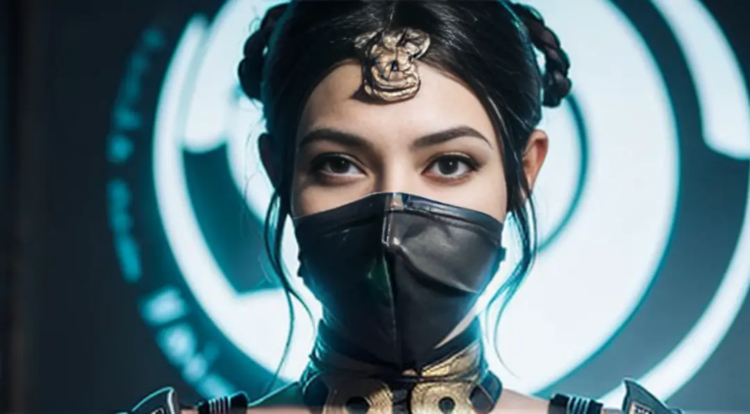 (foto de alta qualidade, ultra realista, 8k, personagem do jogo mortal kombat), mileena super bela com seu traje roxo, foto tira...