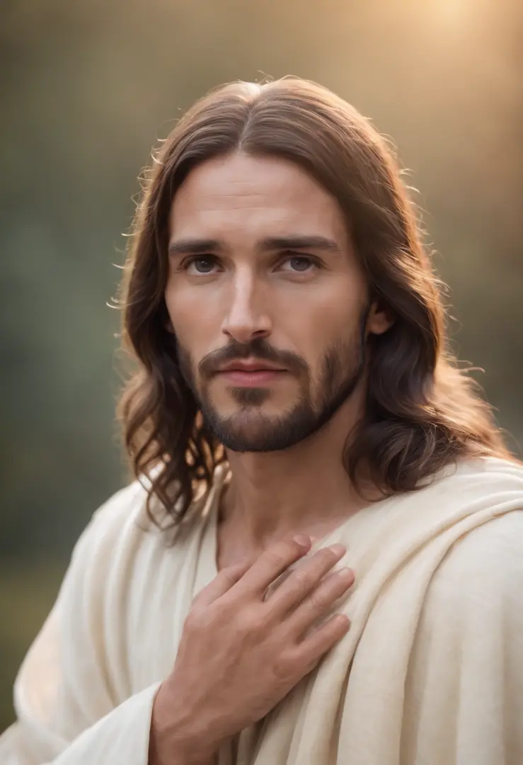 Jesus Christ looking. Forward with a look of tenderness and compassion.