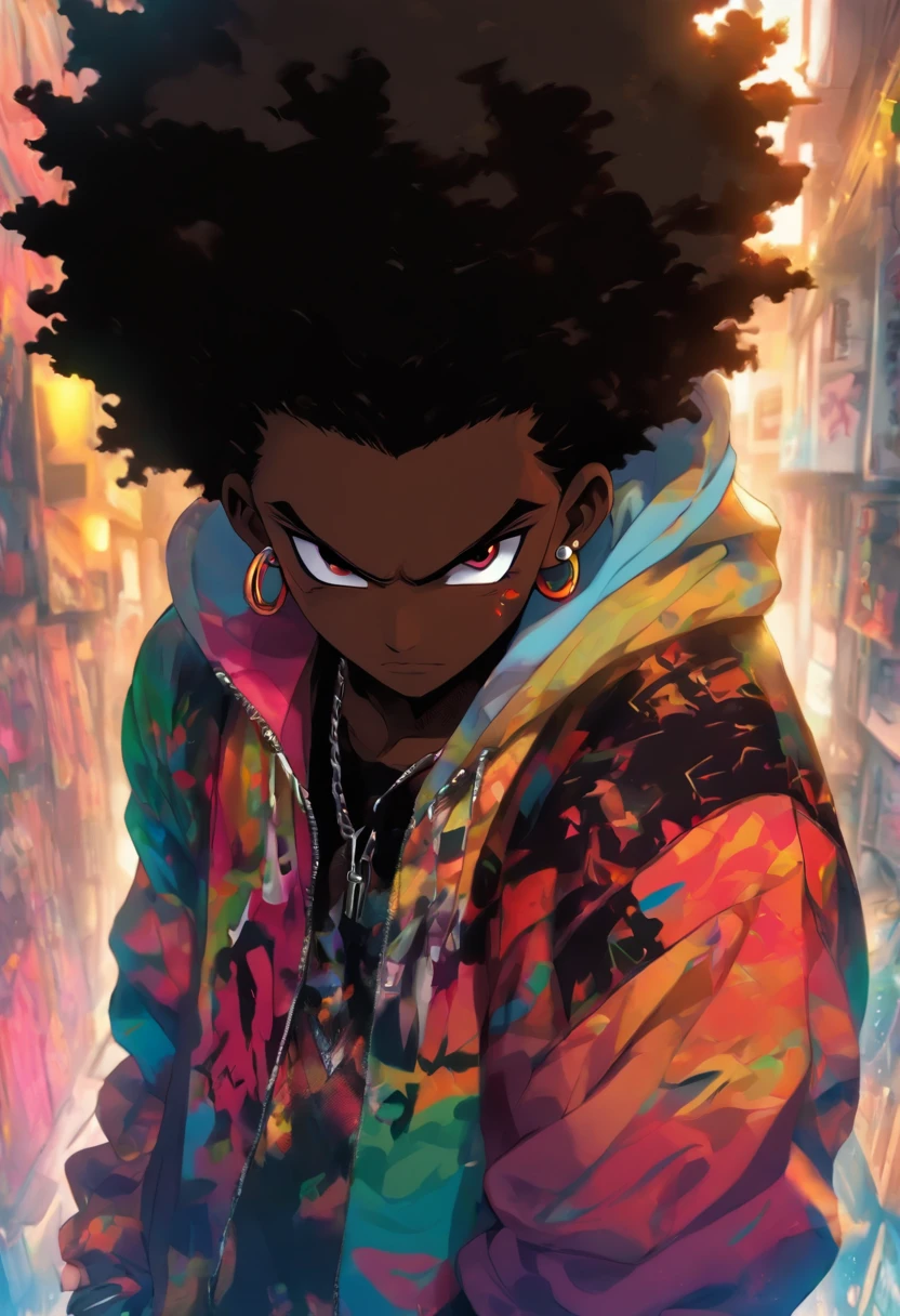 A cartoon image of a young man with an afro hair - SeaArt AI