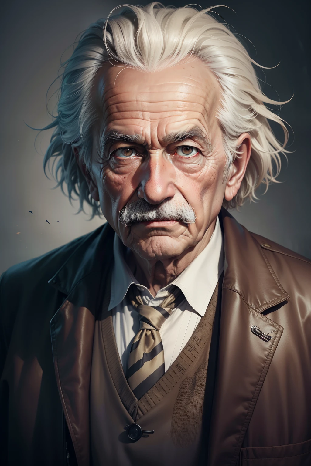 Realistic, high-quality epic art of an old man who looks like Albert Einstein straight and wearing a doctor's outfit