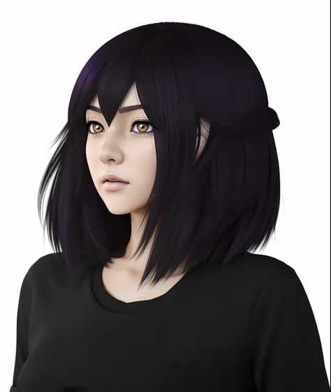 Anime girl with black hair and blue eyes staring at the camera - SeaArt AI