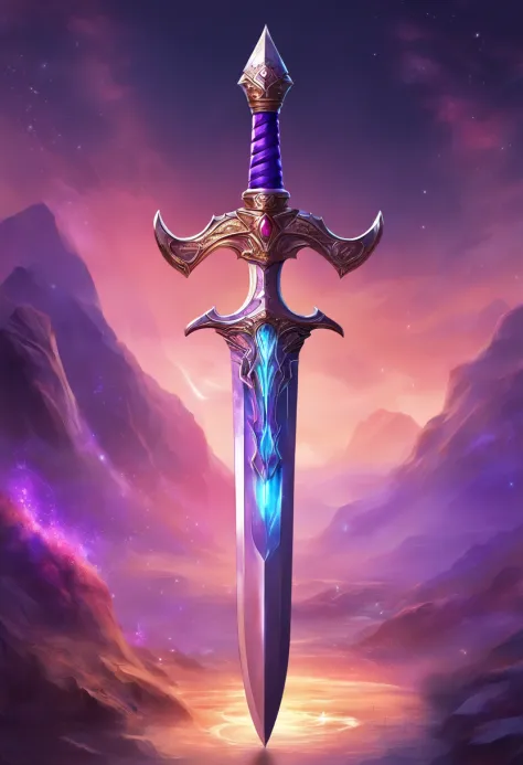 no people, ((short sword)), purple blade, jewels, rigid, glowing