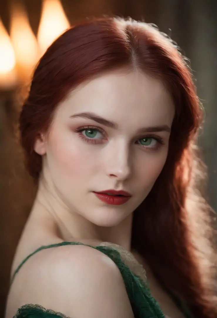 (((a deep reddish wound crosses her left cheek))) fair complexion, woman around 19 years old, natural white hair, distinctive green eyes, wearing kohl, slender and graceful, beautiful, candlelight in a medieval setting, ultra sharp focus, realistic shot, m...