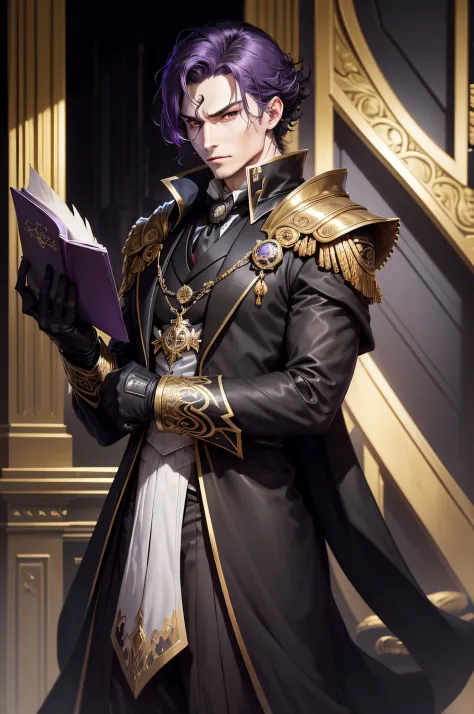 wearing a black noble suit, ((wearing an aristocrat robe)), gilded black uniform, professor clothes, clear outfit design, illust...