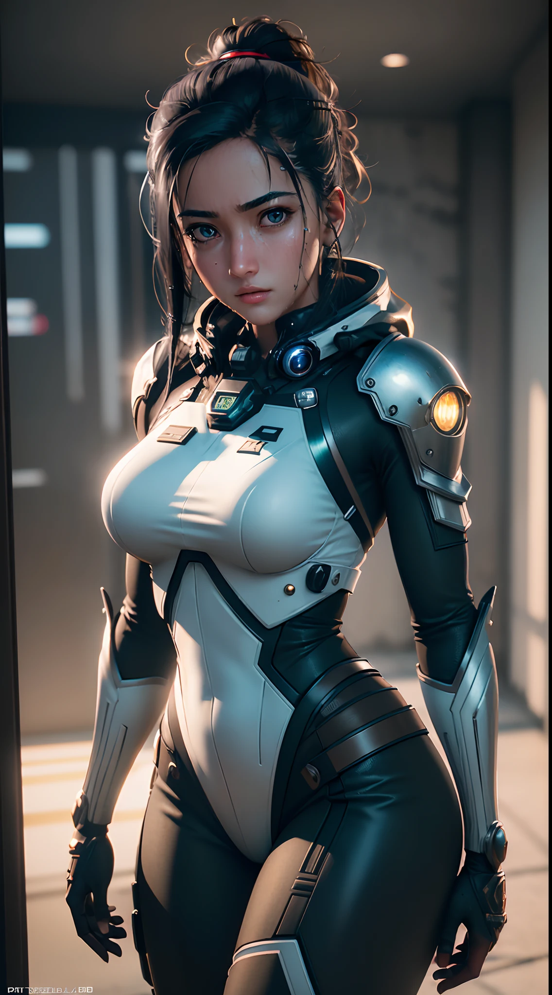 ((Best quality)), ((masterpiece)), (detailed:1.4), 3D, an image of a beautiful cyberpunk female,HDR (High Dynamic Range),Ray Tracing,NVIDIA RTX,Super-Resolution,Unreal 5,Subsurface scattering,PBR Texturing,Post-processing,Anisotropic Filtering,Depth-of-field,Maximum clarity and sharpness,Multi-layered textures,Albedo and Specular maps,Surface shading,Accurate simulation of light-material interaction,Perfect proportions,Octane Render,Two-tone lighting,Wide aperture,Low ISO,White balance,Rule of thirds,8K RAW, shining out fit, swety outfit,